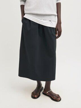 Tibi Black Nylon Pull On Full Skirt